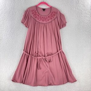 Torrid Dusty Rose Mini Challis Embroidered Dress Womens Flutter Sleeve‎ Size 1X
